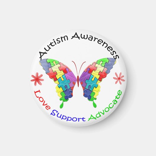 Autism Awareness Butterfly マグネット (正面)
