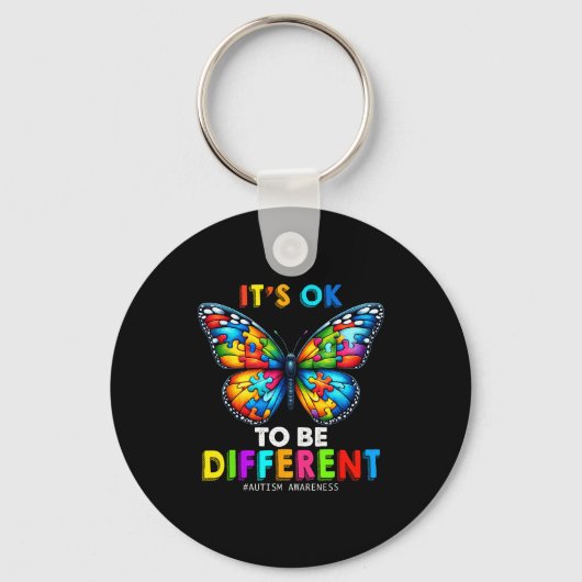 Autism Awareness Butterfly Animal Its Ok To Be Dif キーホルダー (正面)