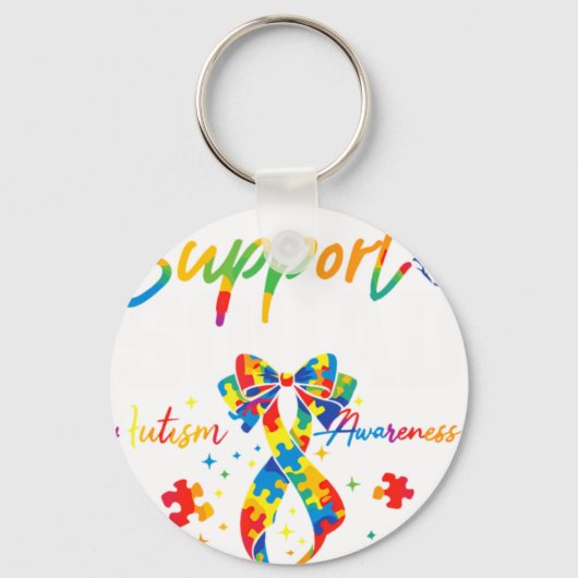 Autism Awareness Butterfly Autism Suppor キーホルダー (正面)
