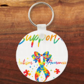 Autism Awareness Butterfly Autism Suppor キーホルダー (正面)