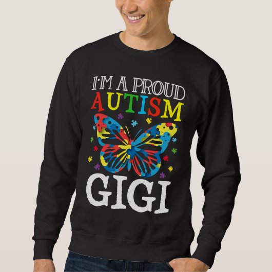 Autism Awareness Butterfly I'm a Proud Autism Gigi スウェットシャツ (正面)