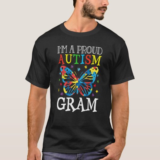 Autism Awareness Butterfly I'm a Proud Autism Gram Tシャツ (正面)