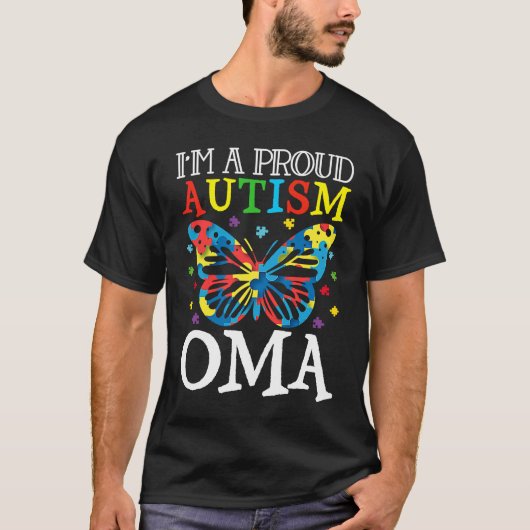 Autism Awareness Butterfly I'm a Proud Autism Oma Tシャツ (正面)