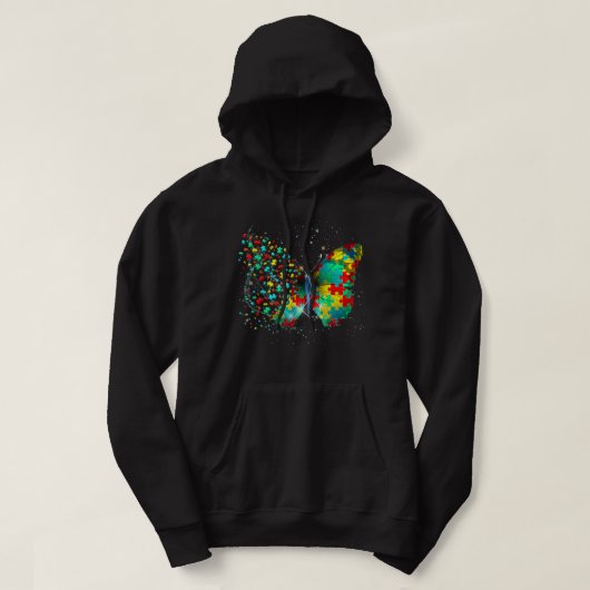 Autism Awareness Butterfly Peace Lover Gift Men Wo パーカ (デザイン正面)