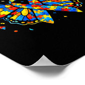 Autism Awareness Butterfly Puzzle Ribbon ポスター (角)