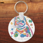 Autism Awareness Cat It'S Ok To Be Different Autis キーホルダー (正面)