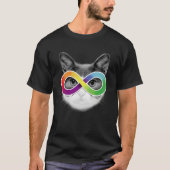 Autism Awareness Cat Wearing Infinity Symbol Glass Tシャツ (正面)