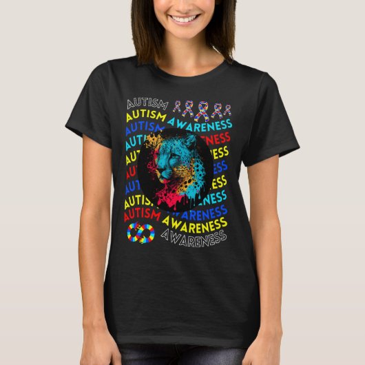 Autism Awareness Cheetah For Teacher Autism Moms D Tシャツ (正面)
