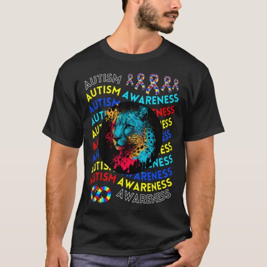 Autism Awareness Cheetah For Teacher Autism Moms D Tシャツ (正面)