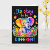 Autism Awareness Cute Elephant Animal Its Ok To Be カード (黄色い花)