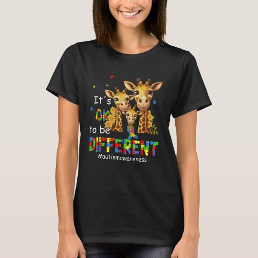 Autism Awareness Cute Giraffe Animal It s Ok To Be Tシャツ (正面)