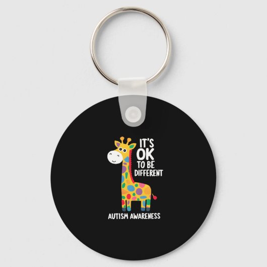 Autism Awareness Cute Giraffe Animal Its Ok To Be  キーホルダー (正面)