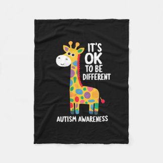 Autism Awareness Cute Giraffe Animal Its Ok To Be  フリースブランケット