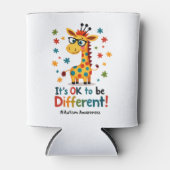Autism Awareness Cute Giraffe Animal Its Ok To Be  缶クーラー (正面)