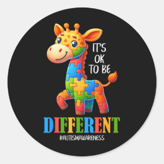 Autism Awareness Cute Giraffe It's Ok To Be Differ ラウンドシール