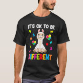 Autism Awareness Cute Llama  It s Ok To Be Differe Tシャツ (正面)