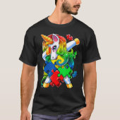 Autism Awareness Dabbing Unicorn Puzzle Piece For  Tシャツ (正面)