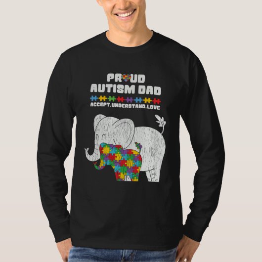 Autism Awareness Dad Accept Proud Autism Son Dad E Tシャツ (正面)