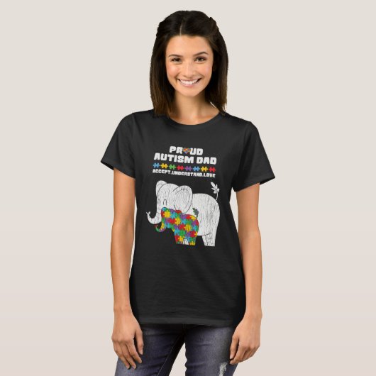 Autism Awareness Dad Accept Proud Autism Son Dad E Tシャツ (正面フル)