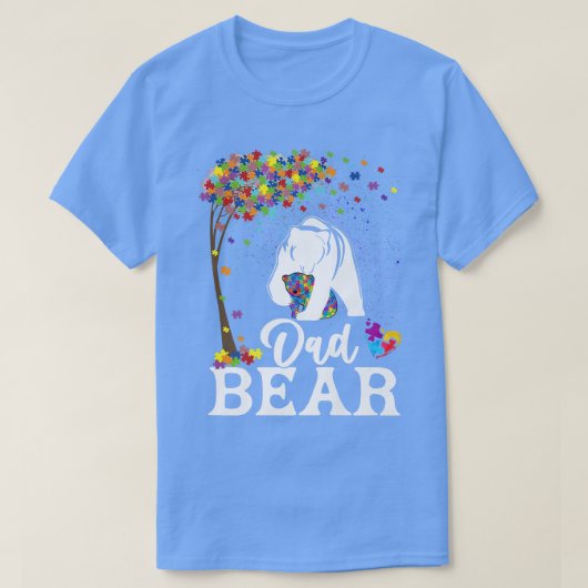 Autism Awareness Dad Bear Support Autistic Premium Tシャツ (デザイン正面)
