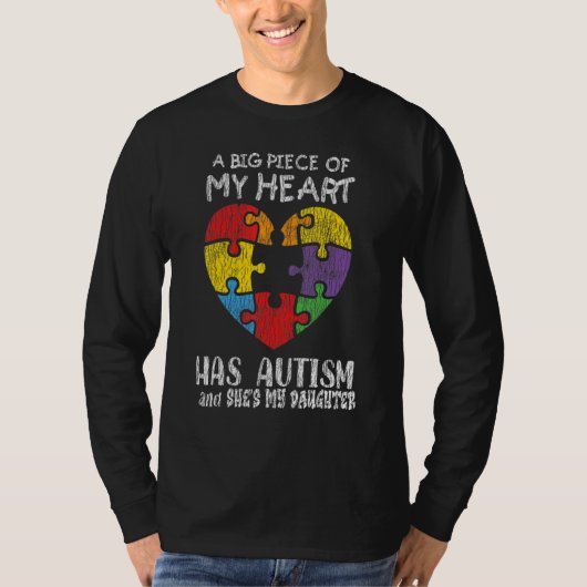 Autism Awareness  Dad Mom Daughter Autistic Kids A Tシャツ (正面)