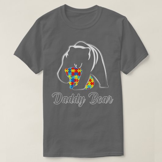 Autism Awareness Daddy Bear Puzzle Support Autisti Tシャツ (デザイン正面)