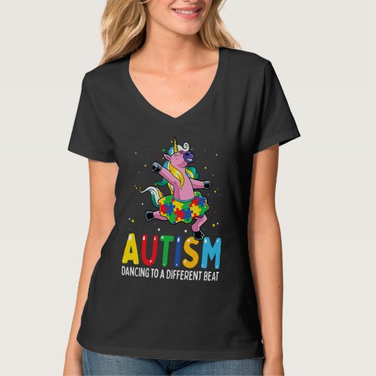 Autism Awareness Dancing Unicorn Puzzle Piece Kids Tシャツ (正面)