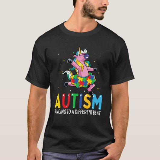 Autism Awareness Dancing Unicorn Puzzle Piece Kids Tシャツ (正面)
