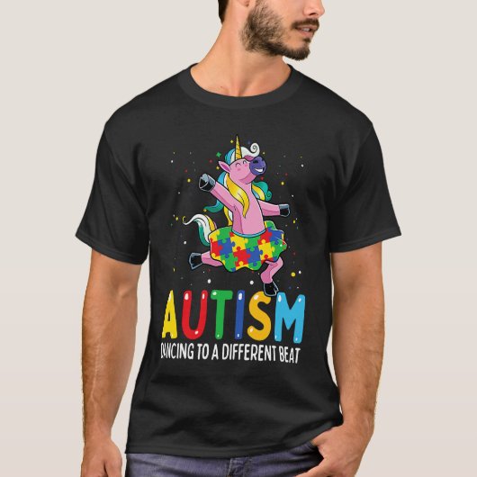 Autism Awareness Dancing Unicorn Puzzle Piece Kids Tシャツ (正面)