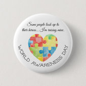 Autism Awareness Day Pinback Button 缶バッジ (正面)