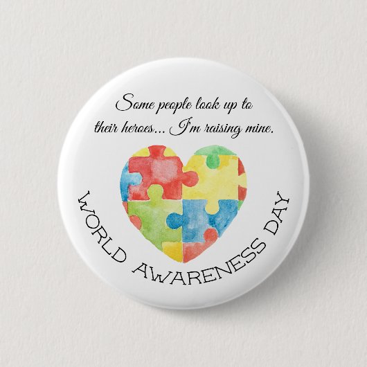 Autism Awareness Day Pinback Button 缶バッジ (正面)