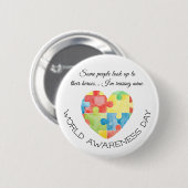 Autism Awareness Day Pinback Button 缶バッジ (正面&裏面)