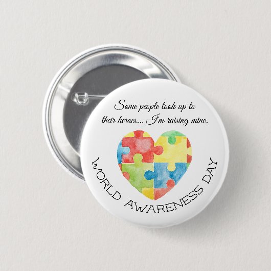 Autism Awareness Day Pinback Button 缶バッジ (正面&裏面)