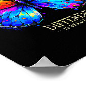 Autism Awareness Different Is Beautiful Butterfly  ポスター (角)