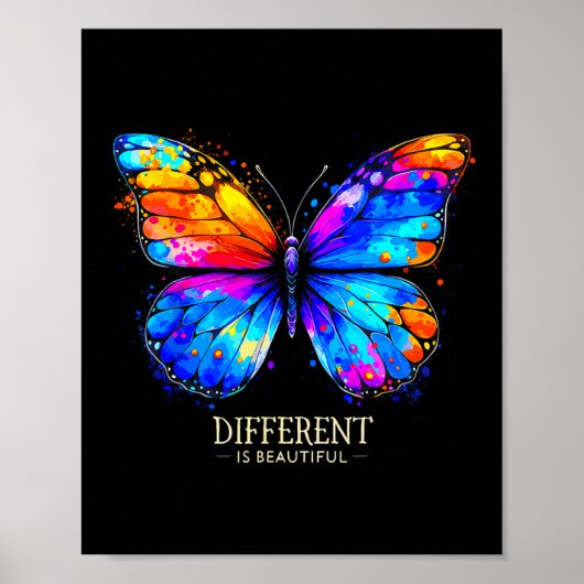 Autism Awareness Different Is Beautiful Butterfly  ポスター (正面)
