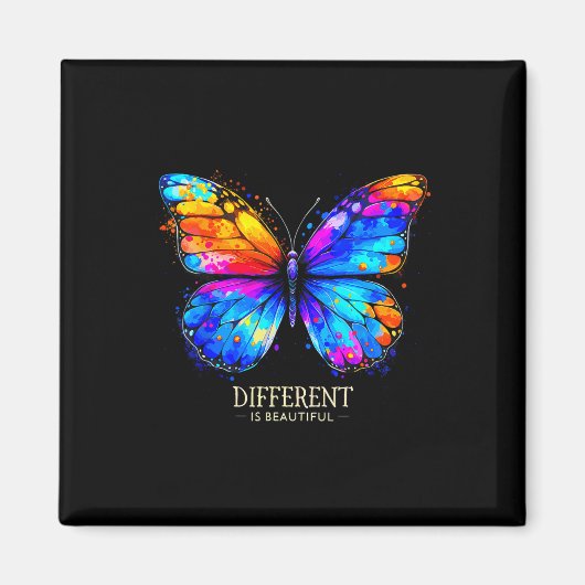 Autism Awareness Different Is Beautiful Butterfly  マグネット (正面)