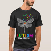 Autism Awareness Dragonfly Puzzle Pieces Support A Tシャツ (正面)