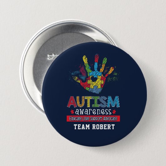 Autism Awareness Educate Advocate Custom 缶バッジ (正面&裏面)
