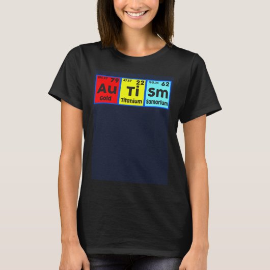 Autism Awareness Elements Periodic Table Women Men Tシャツ (正面)