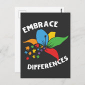 Autism Awareness Embrace Differences Puzzle ポストカード (正面/裏面)