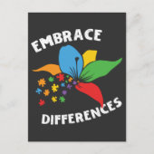 Autism Awareness Embrace Differences Puzzle ポストカード (正面)