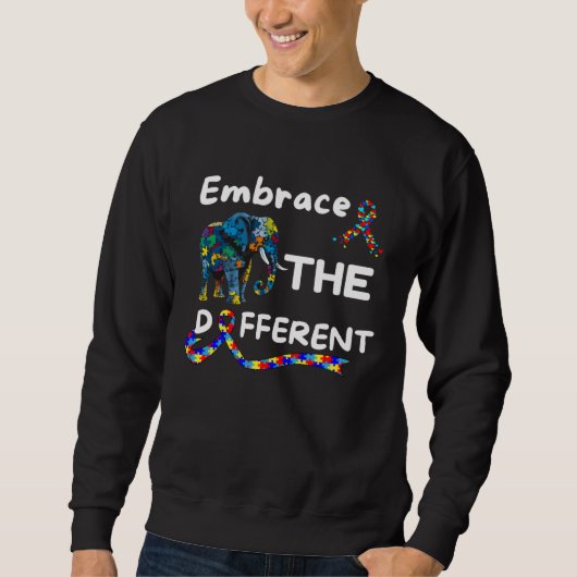 Autism Awareness Embrace Different Elephant Unmask スウェットシャツ (正面)