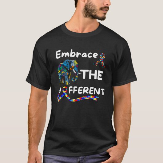 Autism Awareness Embrace Different Elephant Unmask Tシャツ (正面)
