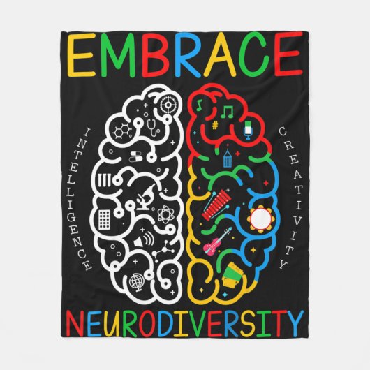 Autism Awareness  Embrace Neurodiversity ADHD Auti フリースブランケット (正面)