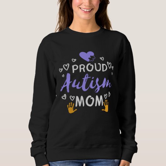 Autism Awareness Family Matching Apparel Proud Mom スウェットシャツ (正面)