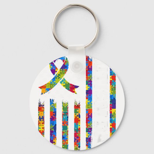 Autism Awareness Flagpuzzle Autisticsupport Autism キーホルダー (正面)