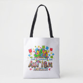 Autism Awareness Flower Tote Bag トートバッグ (正面)