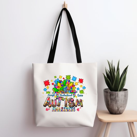 Autism Awareness Flower Tote Bag トートバッグ