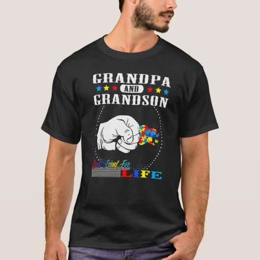 Autism Awareness Grandpa Grandson Best Friend for  Tシャツ (正面)