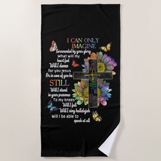 Autism Awareness I Can Only Imagine Jesus Faith ビーチタオル (正面)